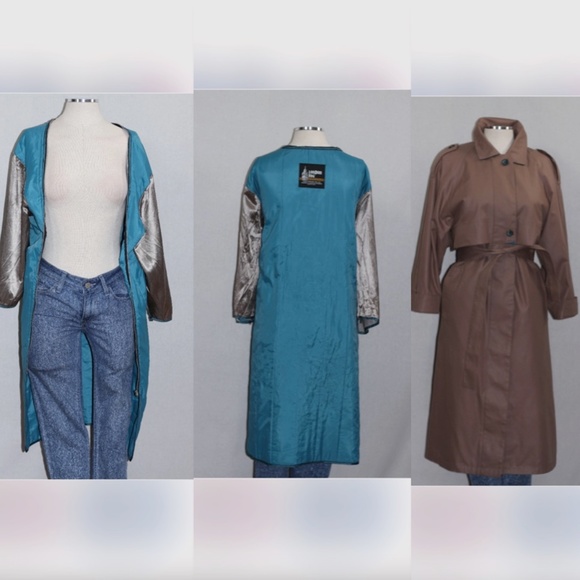 London Fog Double Breasted Trench Coat & Vest - Picture 1 of 16